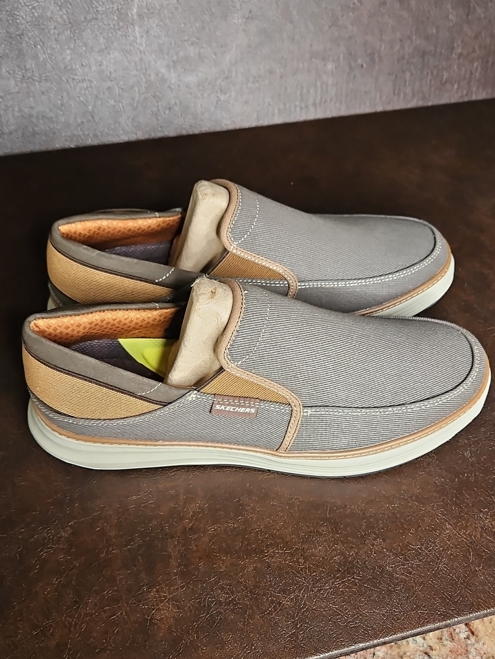 Skechers Men's Slip-On Loafers in Gray and Tan